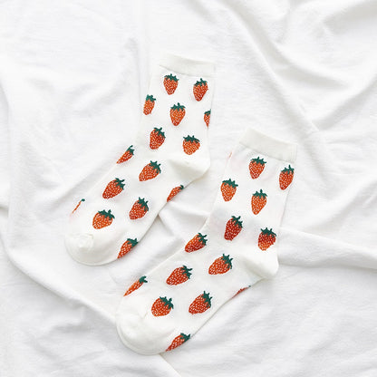 2023 New Cartoon Women&#39;s Breathable Cotton Socks Cute Cute fruit Lovely Pattern Girl Sock Combed of Pure Cotton Female Socks